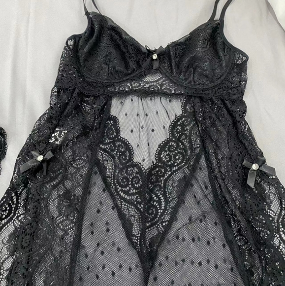 Lace Babydoll with Thong - Picture 4 of 7